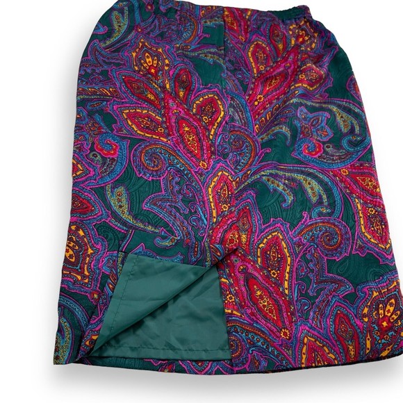 Anne Crimmins For Umi Collections Womens Silk Skirt Knee Length Vibrant Boho 10 - Picture 5 of 13